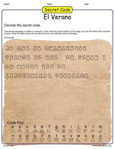 CRIPTOGRAMA EL VERANO