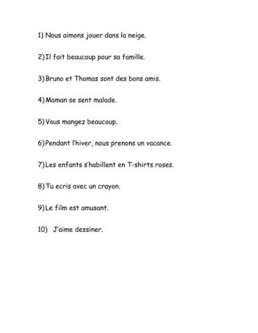 Phrases Negatives au present