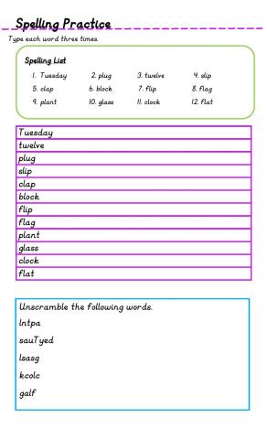Spelling L Blends