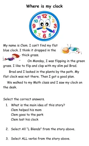 L blends Reading Comprehension