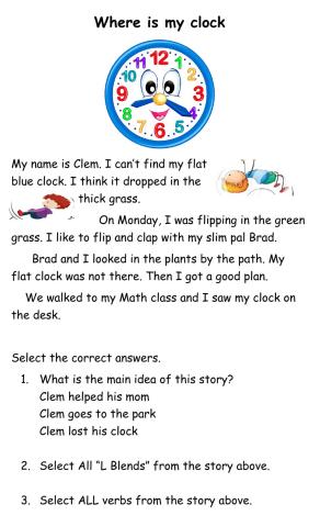 L blends Reading Comprehension