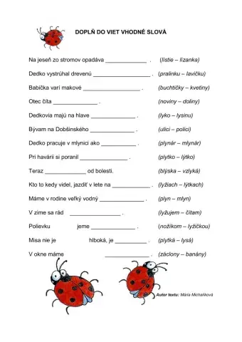 Doplň vhodné slová