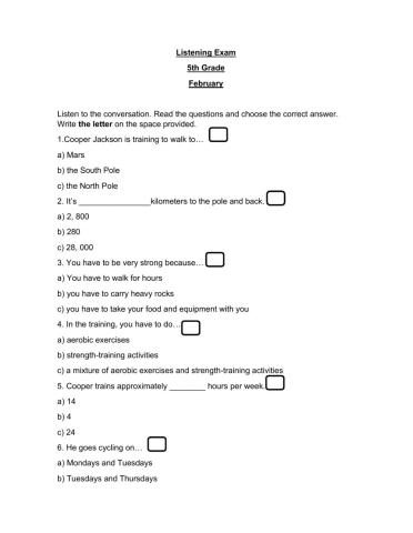Listening Exam 5th February