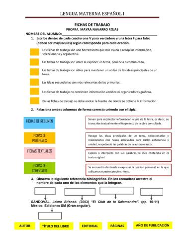 Fichas de trabajo