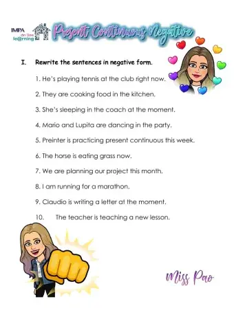 Present continuous negative