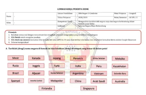 Sebaran Negara Maju dan Berkembang