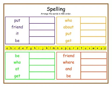 Spelling -ABC order DJ
