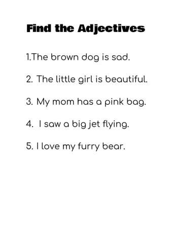 Find the Adjectives