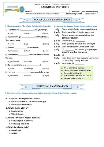 Pre intermediate 1 - module 1