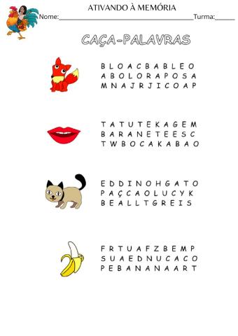 Atividade de caça-palavra