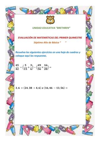 Operaciones con números fraccionarios y decimales