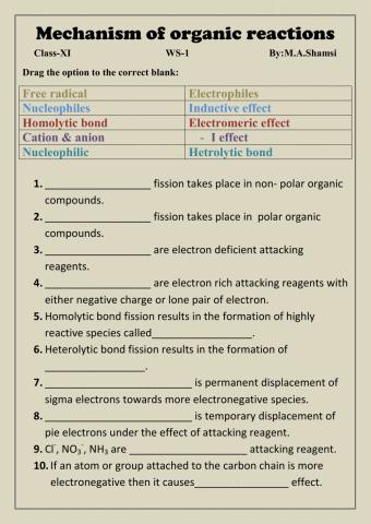Mechanism of Organic Reactions