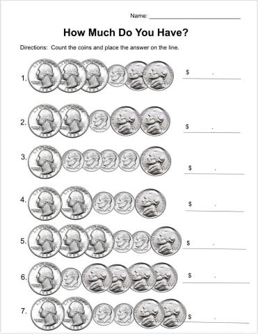 How Much Do You Have? (Nickels, Dimes and Quarters up to 1 Dollar