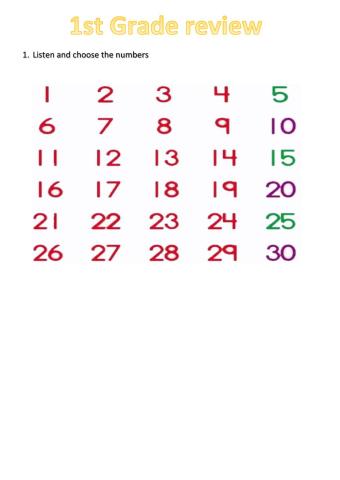 1st grade Numbers Review