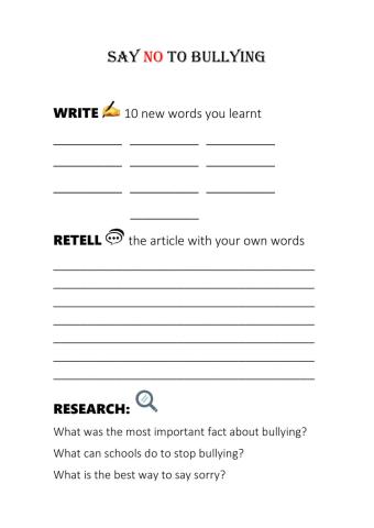 SAY NO TO BULLYING
