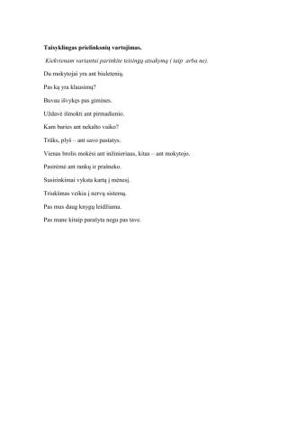 Prielinksnių vartojimas 1