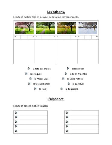 Les saisons et l'alphabet