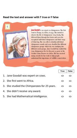 Read and choose true or false