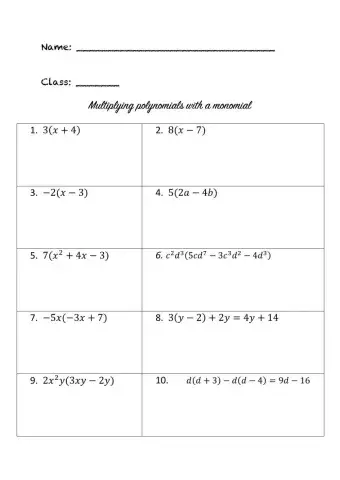 Multiplying polynomials with monomials
