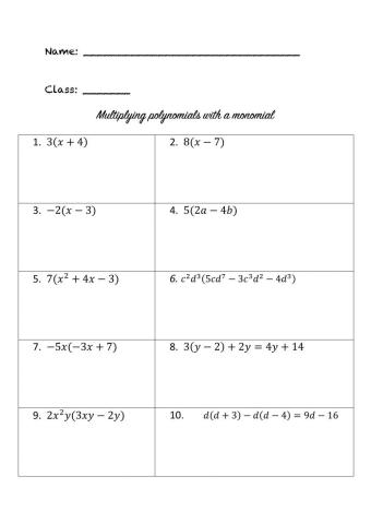 Multiplying polynomials with monomials