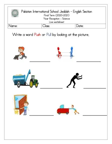 Science push and pull liveworksheet 1