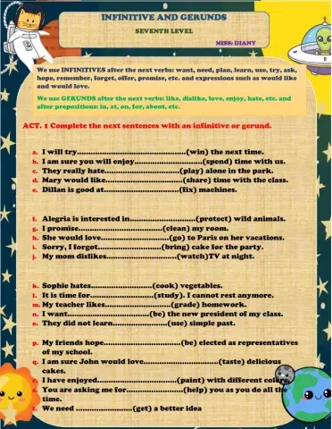 Infinitive and gerunds