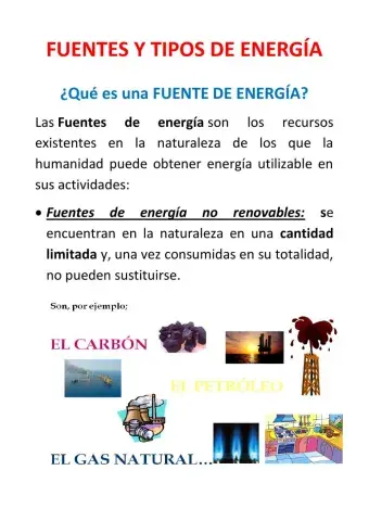 Fuentes y tipos de energía