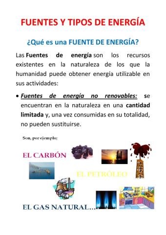 Fuentes y tipos de energía