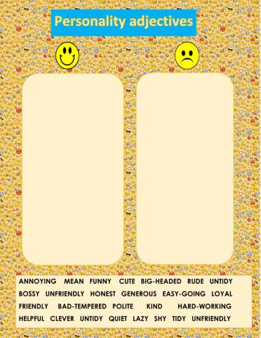 Personality adjectives