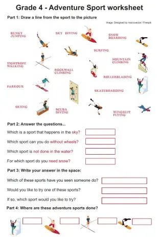 Adventure Sport vocabulary