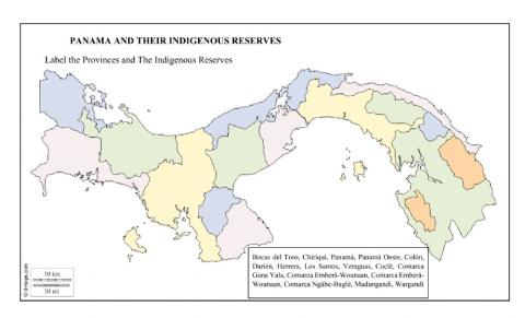 Panama and Their Provinces with Indigenous Reserves