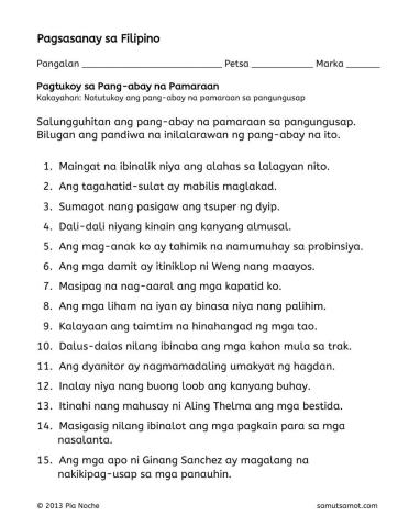 Filipino - Pang-abay na Pamaraan