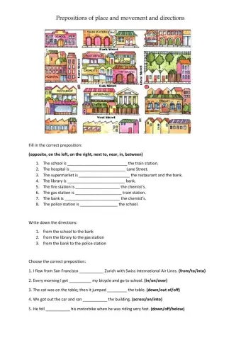 Prepositions of place and movement