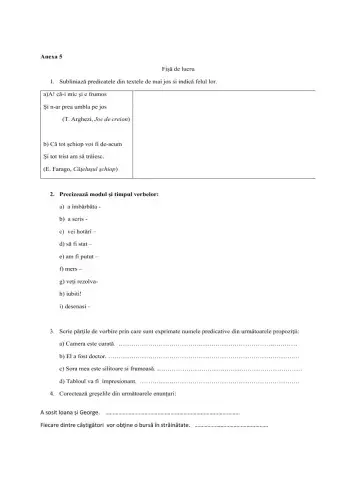 Evaluare -predicat, verb