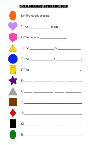 Writing on shapes and colours - grade 3