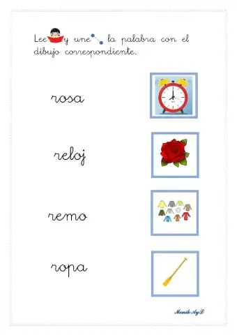 Lectura 26 + r. Asociación palabra - dibujo.