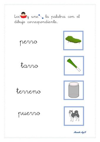 Lectura 27 + r. Asociación palabra - dibujo.