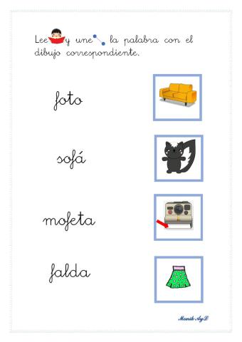 Lectura 28 + f. Asociación palabra - dibujo.