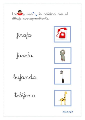 Lectura 29 + f. Asociación palabra - dibujo.