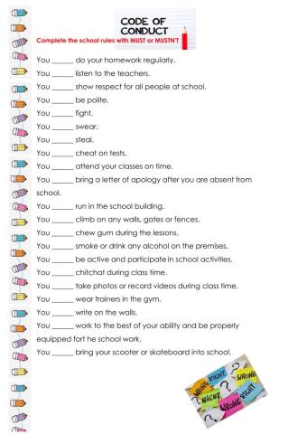 School rules - must vs mustn't
