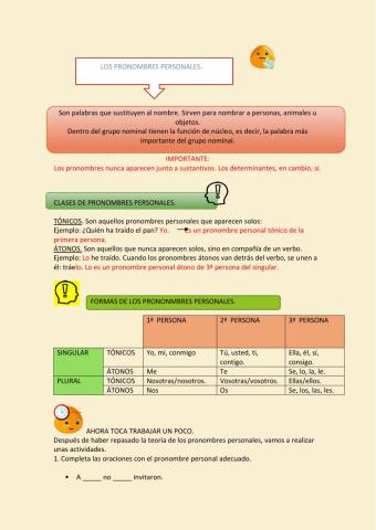 Los pronombres personales.