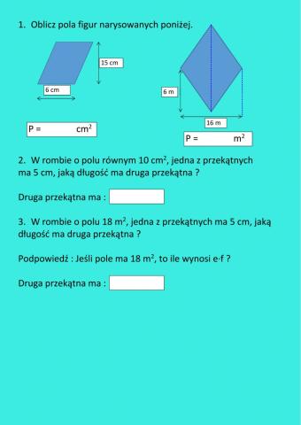 Pole równoległoboku, pole rombu