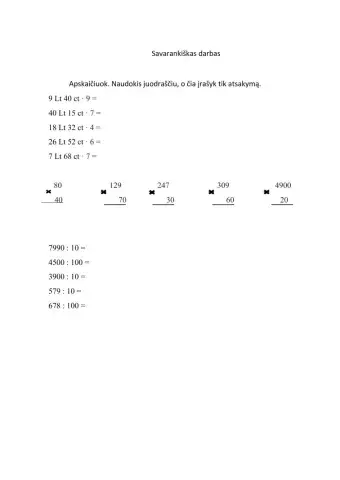 Daugyba, dalyba iš apvalių dešimčių, šimtų