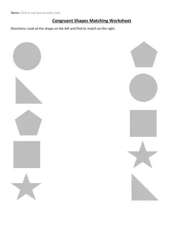 Congruent Shapes Matching Worksheet