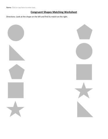 Congruent Shapes Matching Worksheet