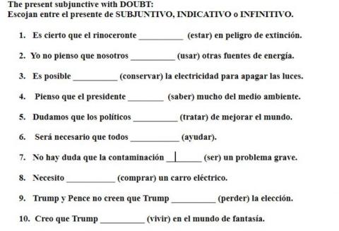Indicative subjunctive or Infinitive