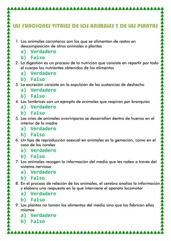 Funciones vitales de animales y plantas