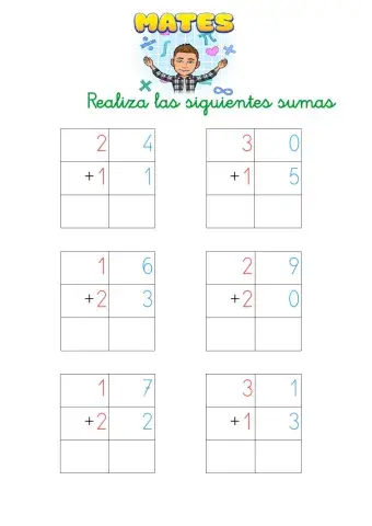 Sumas de dos cifras sin llevadas