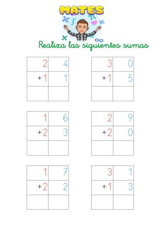 Sumas de dos cifras sin llevadas