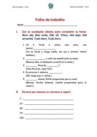 Cumprimentos e números